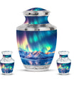 Aurora Borealis Theme Large Urn With 2 Keepsake Urn