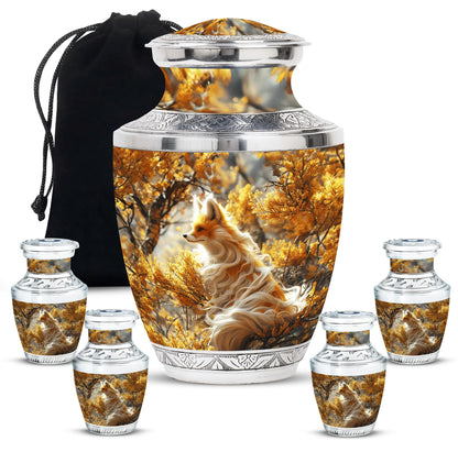Fox Theme Large Urn With 4 Keepsake Urn