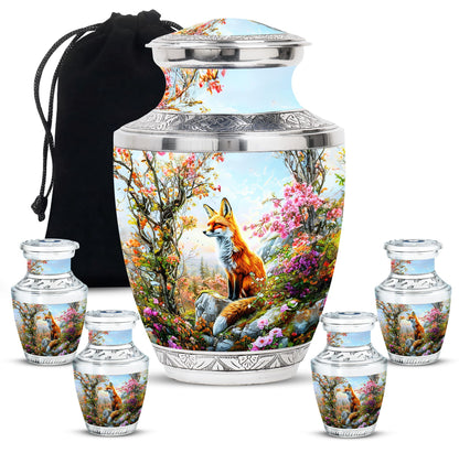 Fox Theme Large Urn With 4 Keepsake Urn
