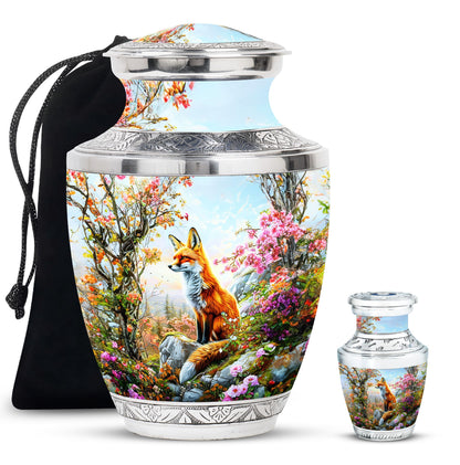 Fox Theme Large Urn With 1 Keepsake Urn
