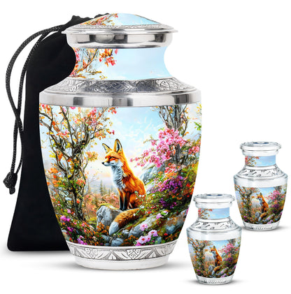 Fox Theme Large Urn With 2 Keepsake Urn