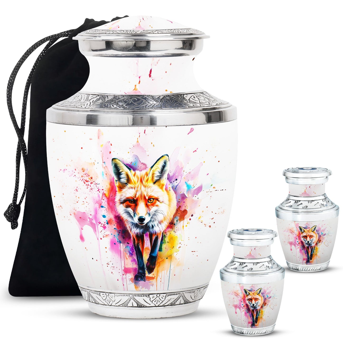 Fox Theme Large Urn With 2 Keepsake Urn