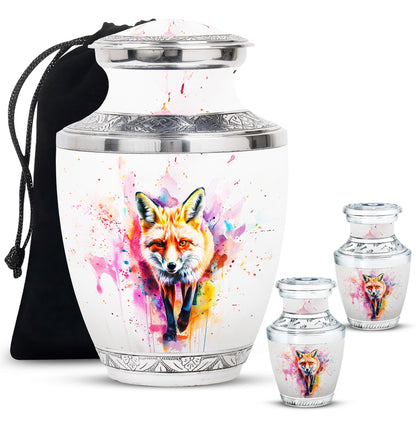 Fox Theme Large Urn With 2 Keepsake Urn