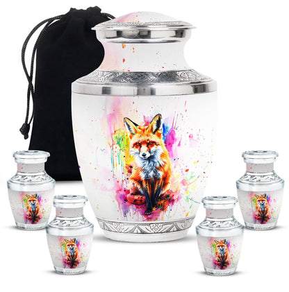 Fox Theme Large Urn With 4 Keepsake Urn