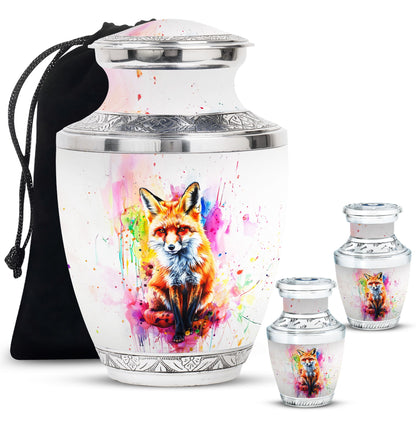 Fox Theme Large Urn With 2 Keepsake Urn