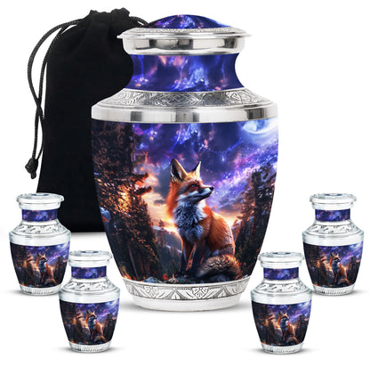Fox Theme Large Urn With 4 Keepsake Urn