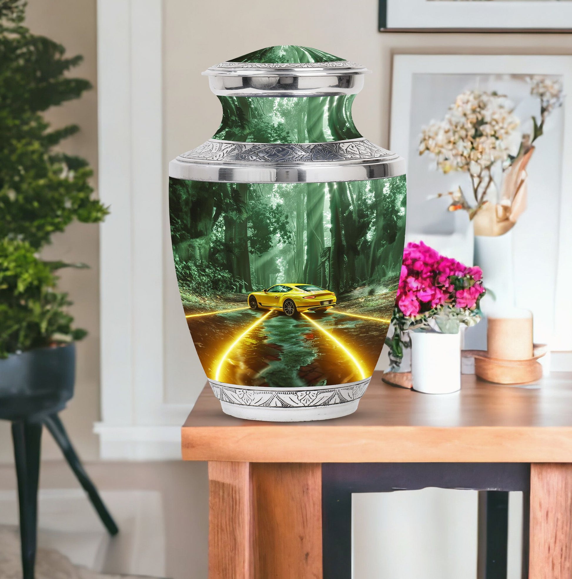 Car Theme Large Urn With 1 Keepsake Urn