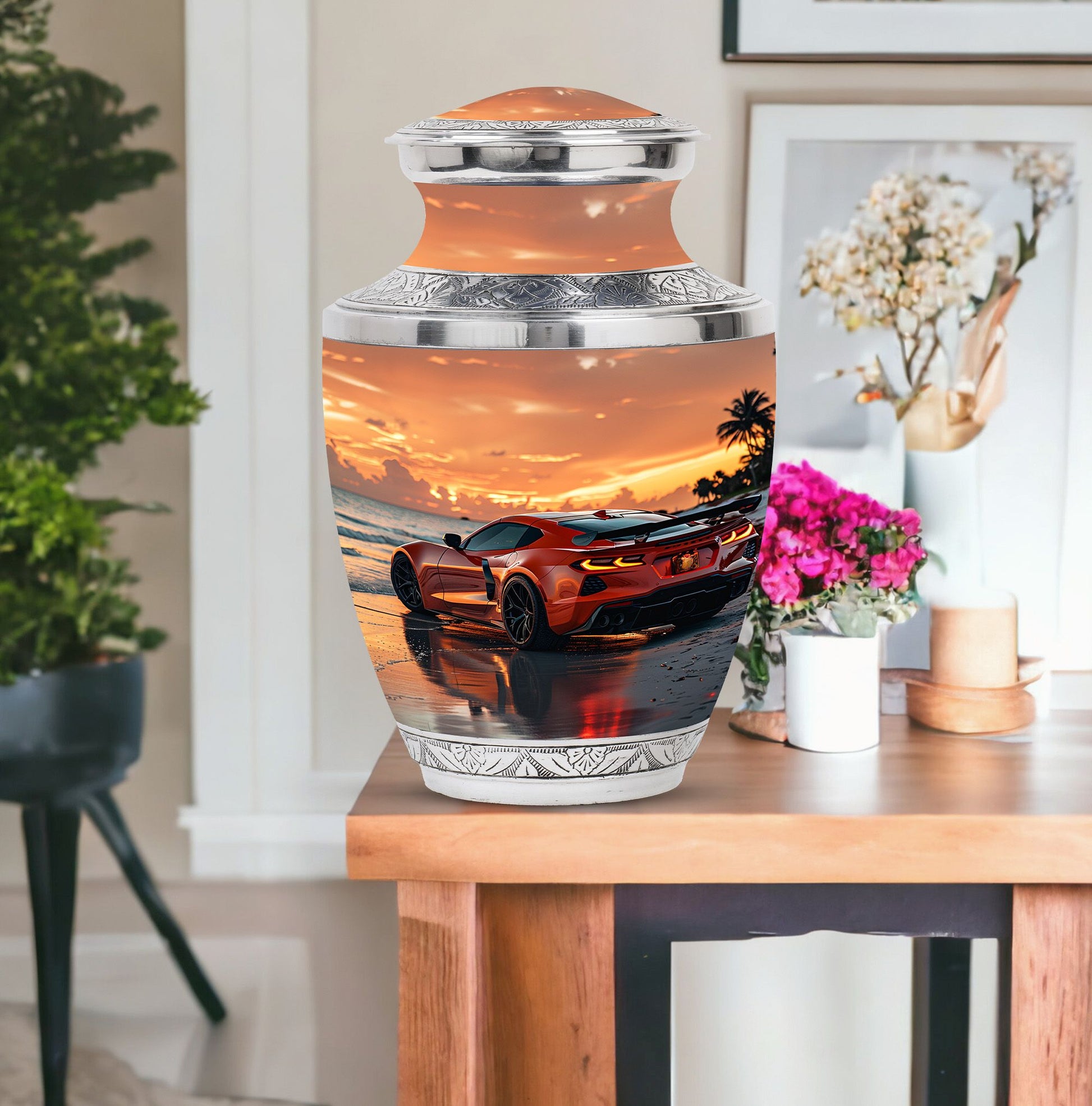 Car Theme Large Urn With 1 Keepsake Urn