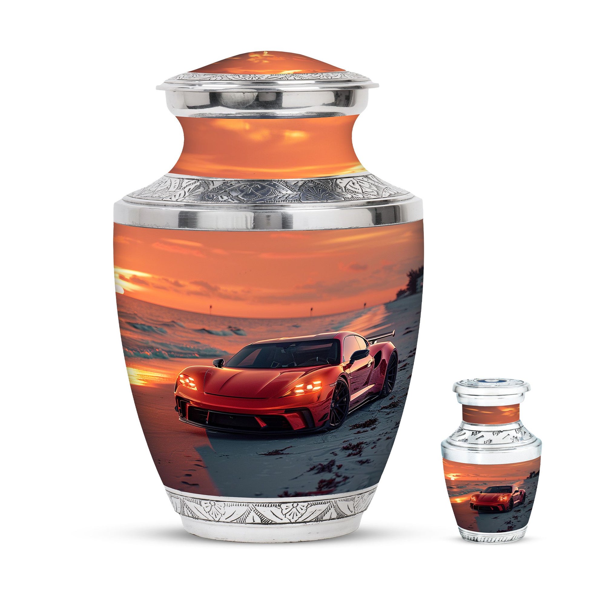 Car Theme Large Urn With 1 Keepsake Urn