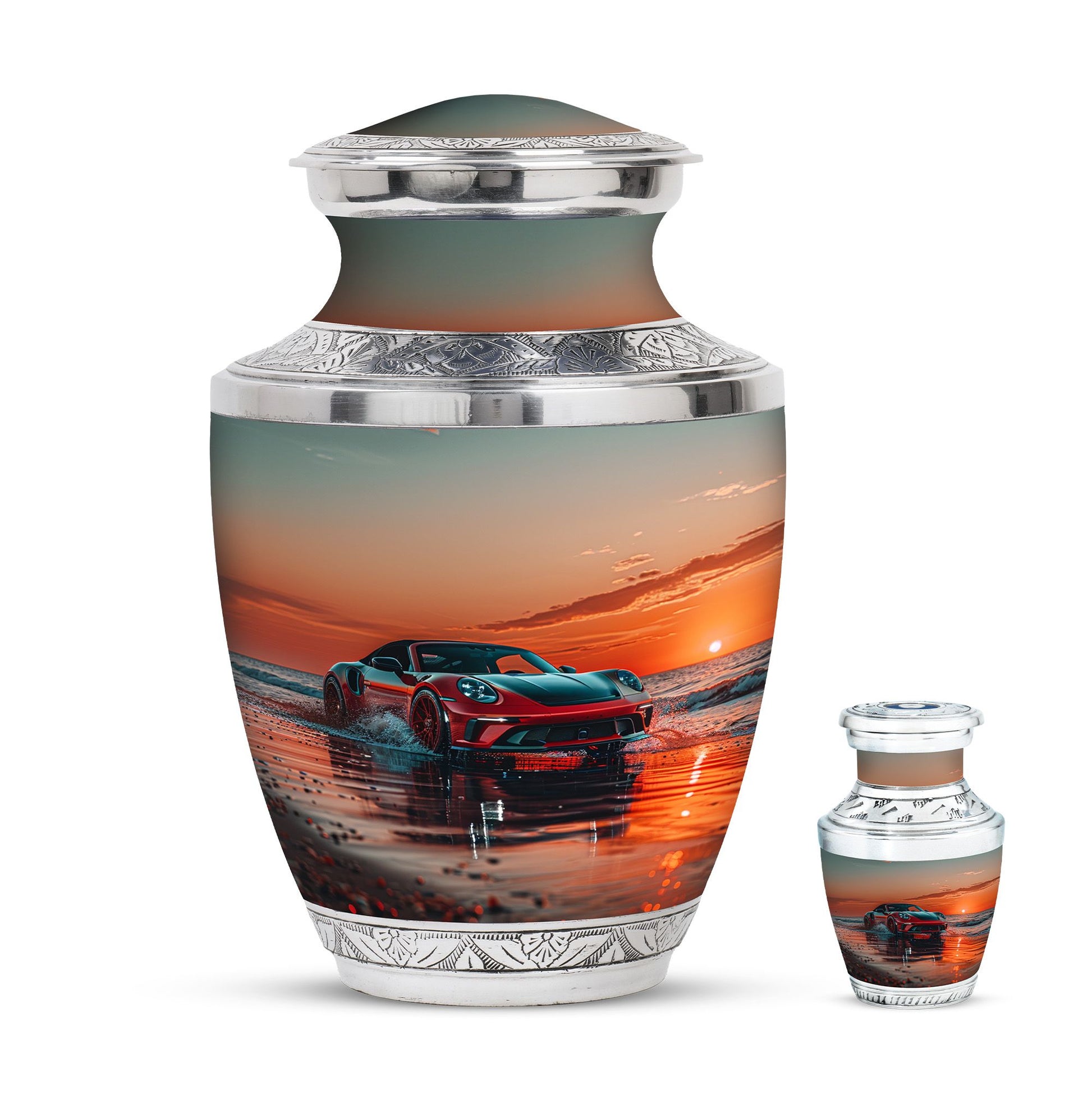 Car Theme Large Urn With 1 Keepsake Urn
