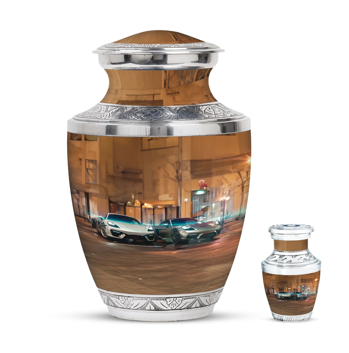 Car Theme Large Urn With 1 Keepsake Urn