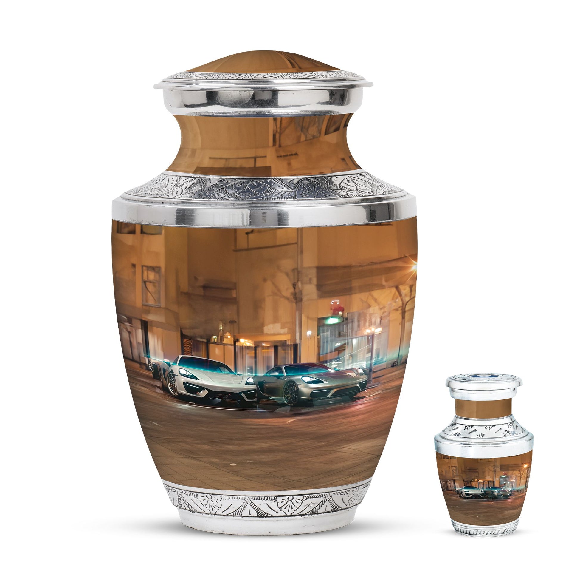 Car Theme Large Urn With 1 Keepsake Urn