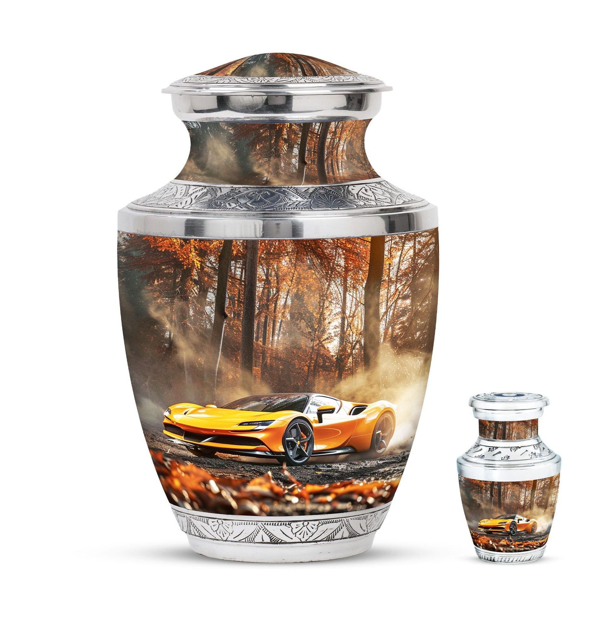 Car Theme Large Urn With 1 Keepsake Urn