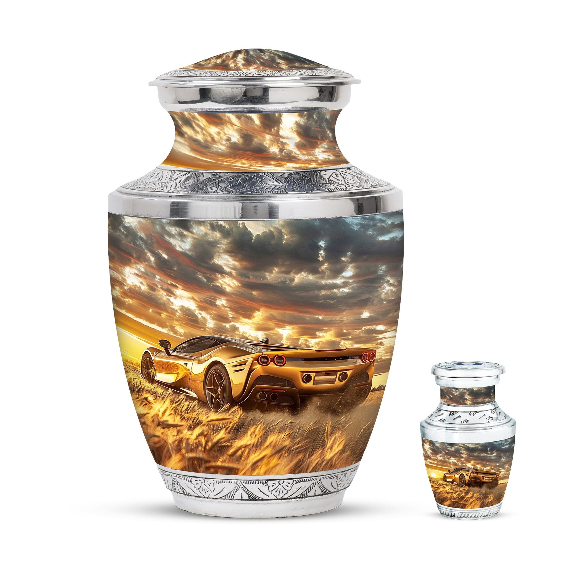 Car Theme Large Urn With 1 Keepsake Urn