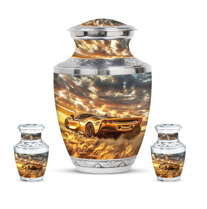 Car Theme Large Urn With 2 Keepsake Urn