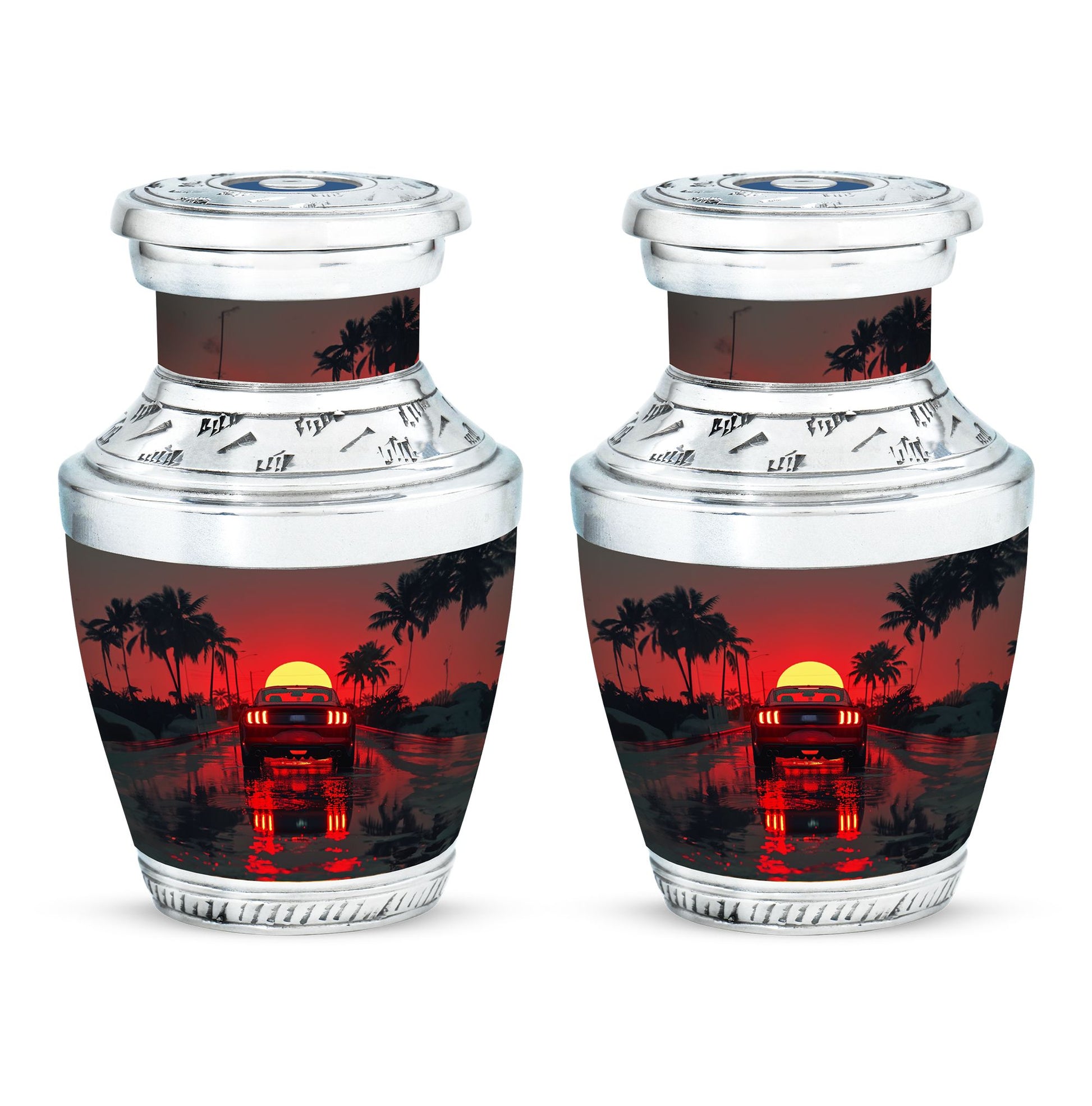 Car Theme Large Urn With 2 Keepsake Urn