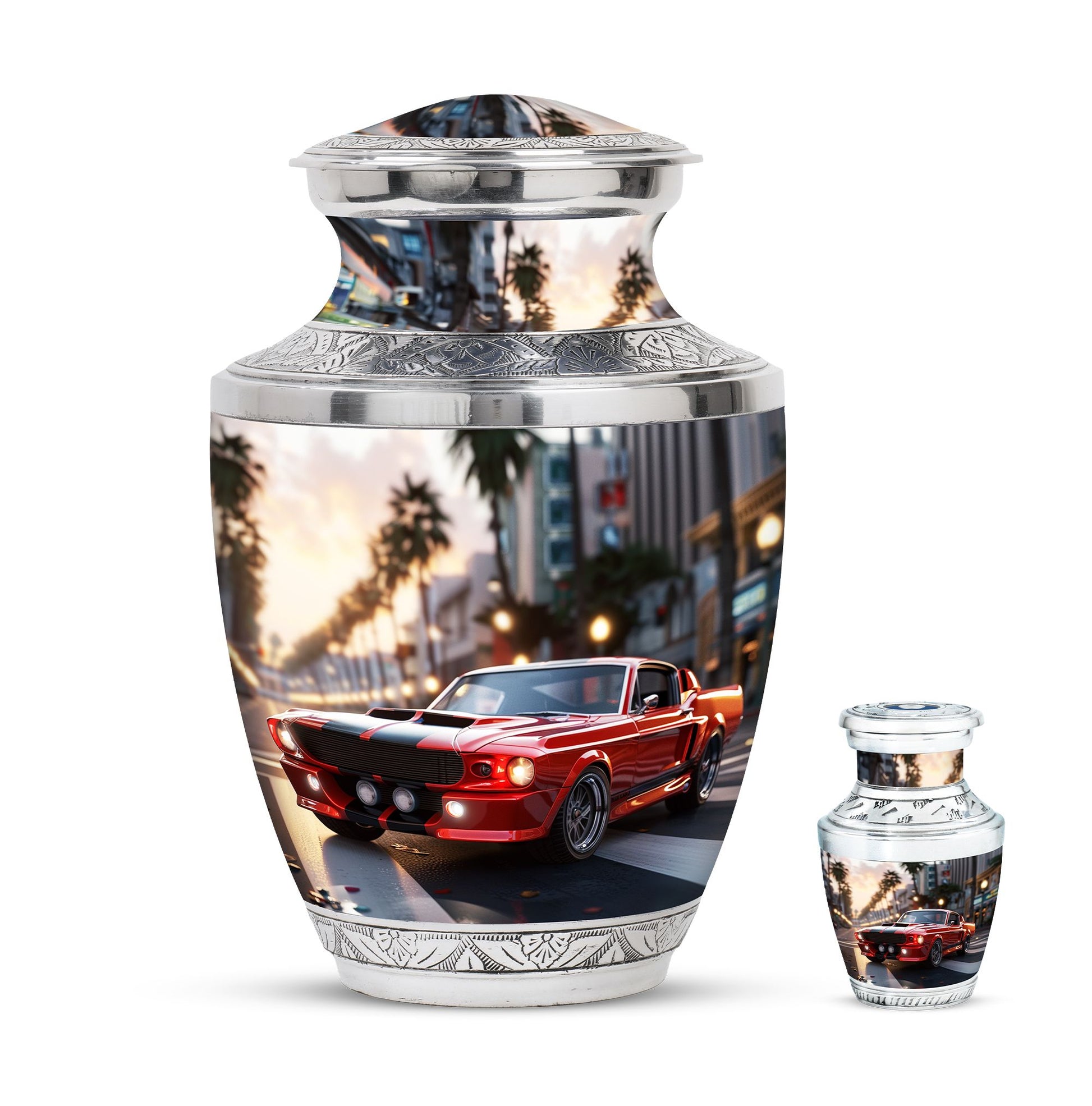 Car Theme Large Urn With 1 Keepsake Urn