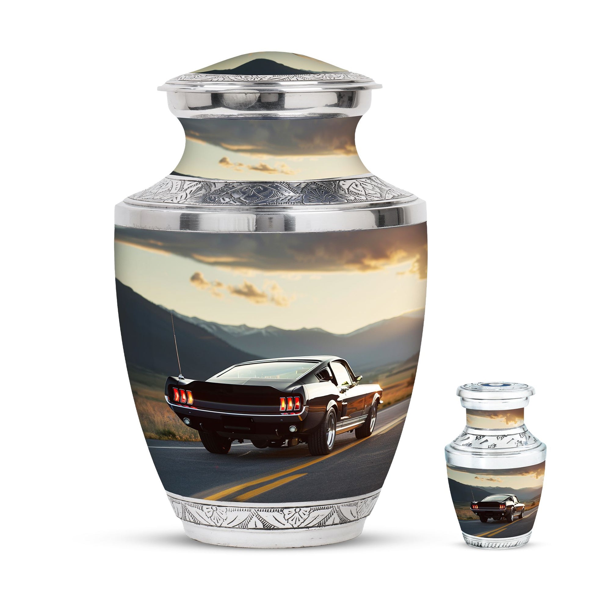 Car Theme Large Urn With 1 Keepsake Urn