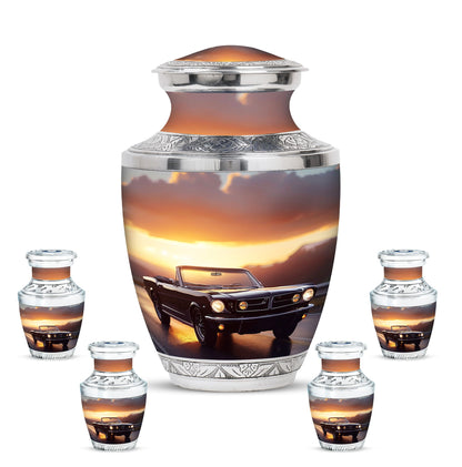 Car Theme Large Urn With 4 Keepsake Urn