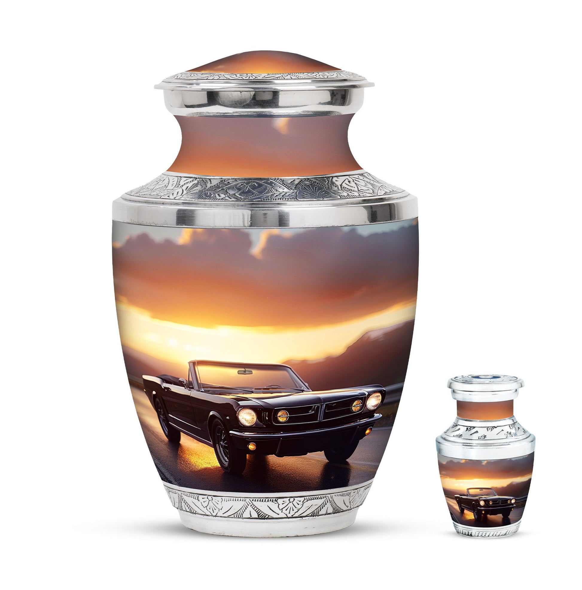 Car Theme Large Urn With 1 Keepsake Urn