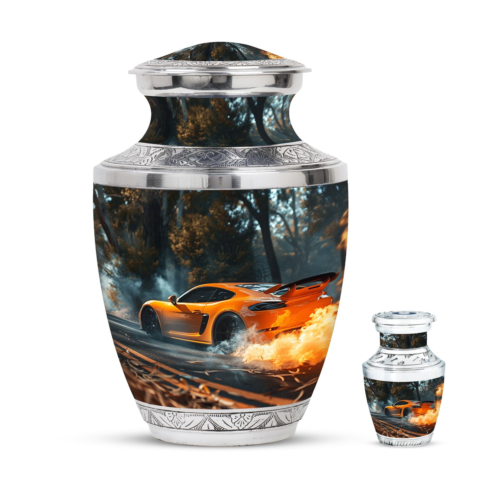 Car Theme Large Urn With 1 Keepsake Urn