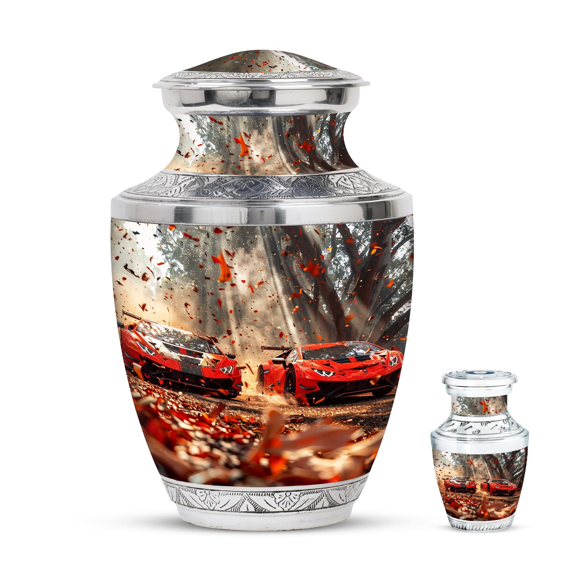 Car Theme Large Urn With 1 Keepsake Urn