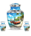 Car Theme Large Urn With 2 Keepsake Urn