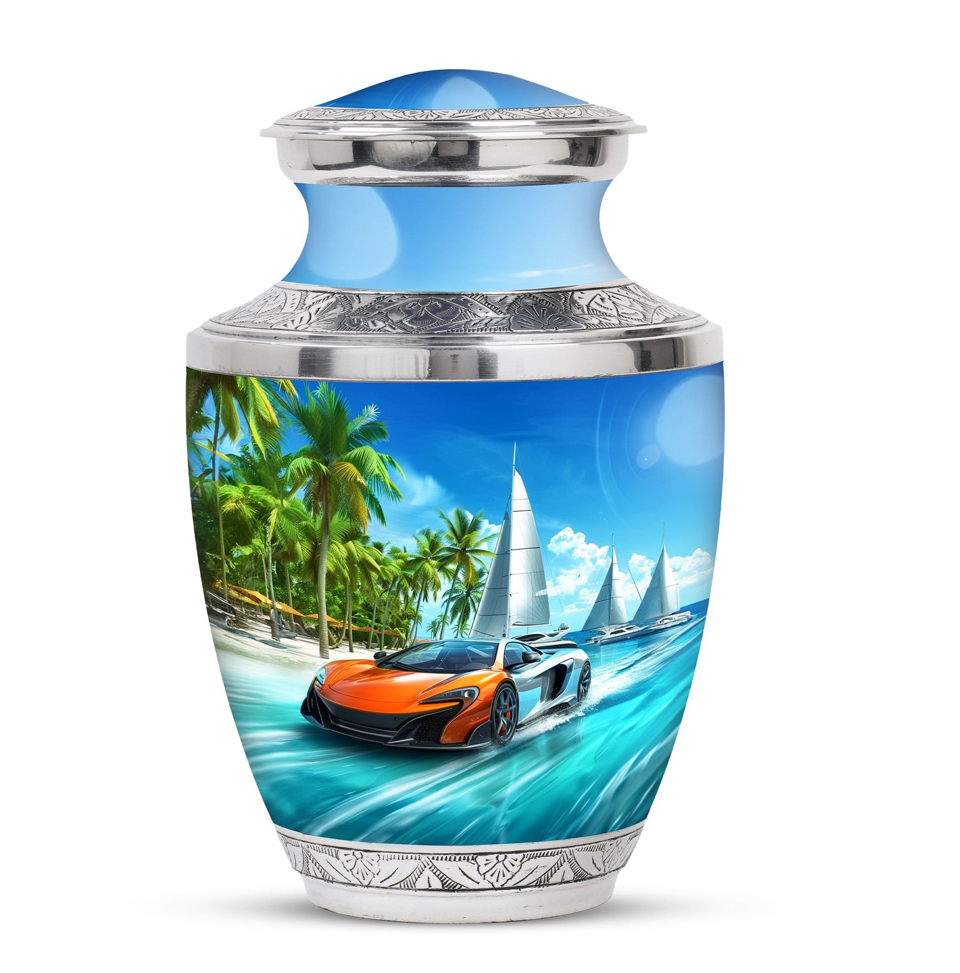 Car Theme Large Urn 10 Inch