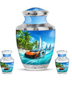 Car Theme Large Urn With 2 Keepsake Urn