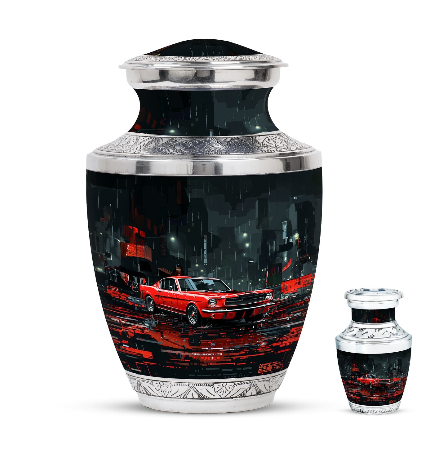 Car Theme Large Urn With 1 Keepsake Urn