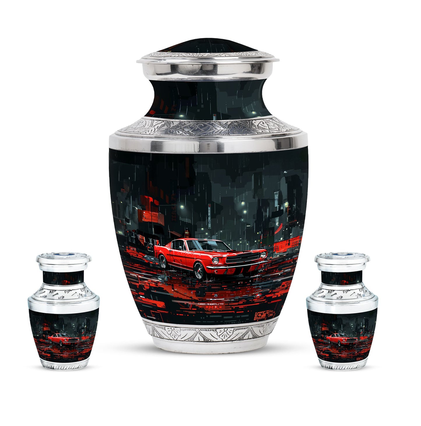 Car Theme Large Urn With 2 Keepsake Urn