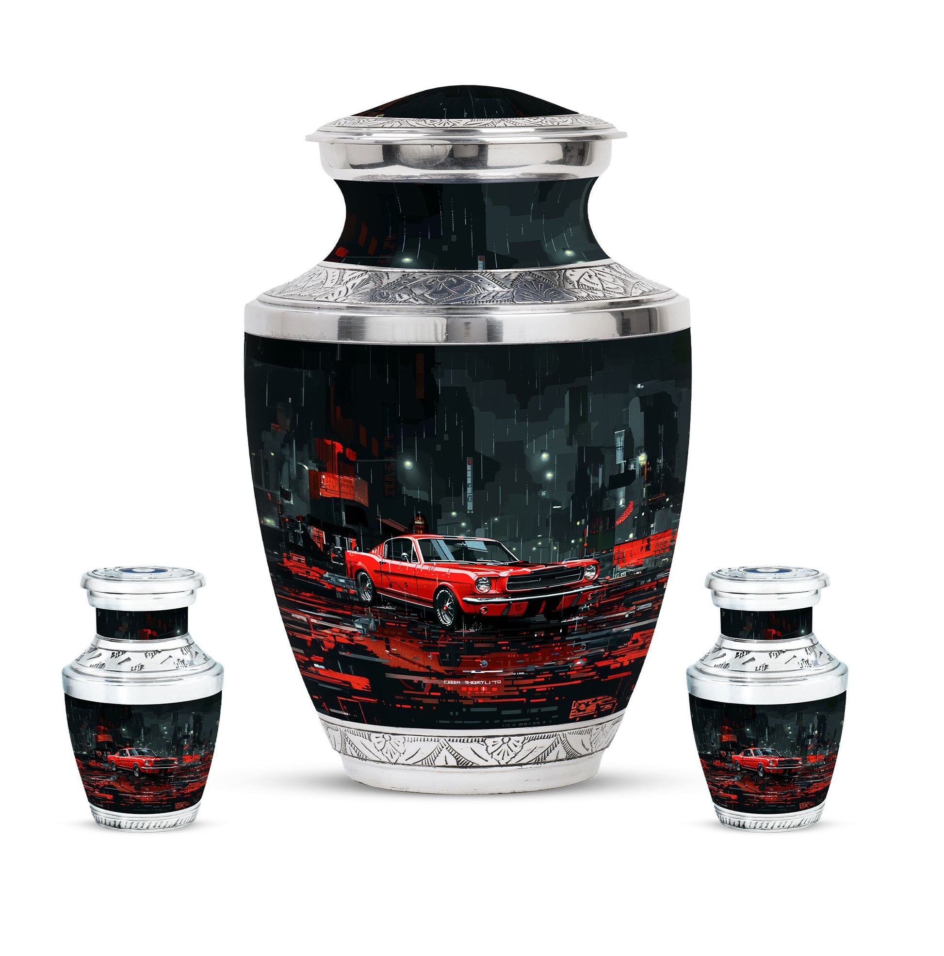 Car Theme Large Urn With 2 Keepsake Urn
