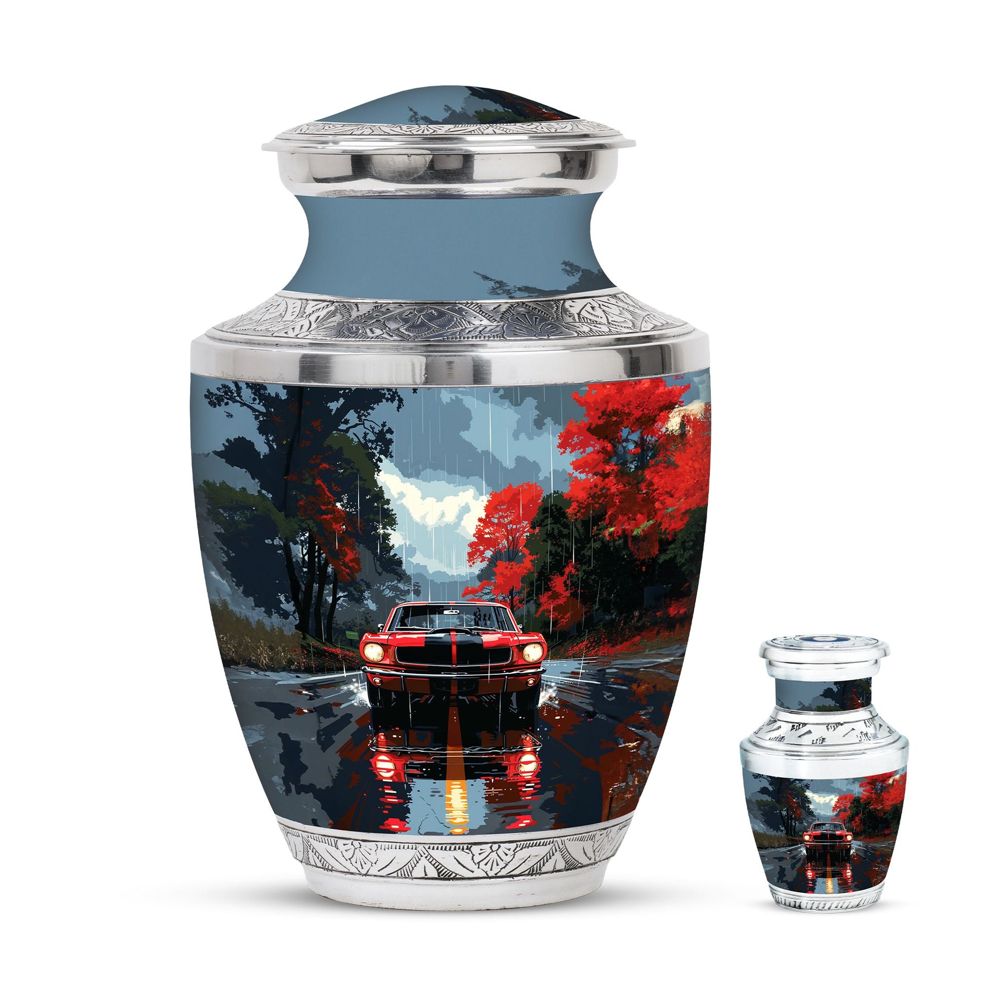 Car Theme Large Urn With 1 Keepsake Urn
