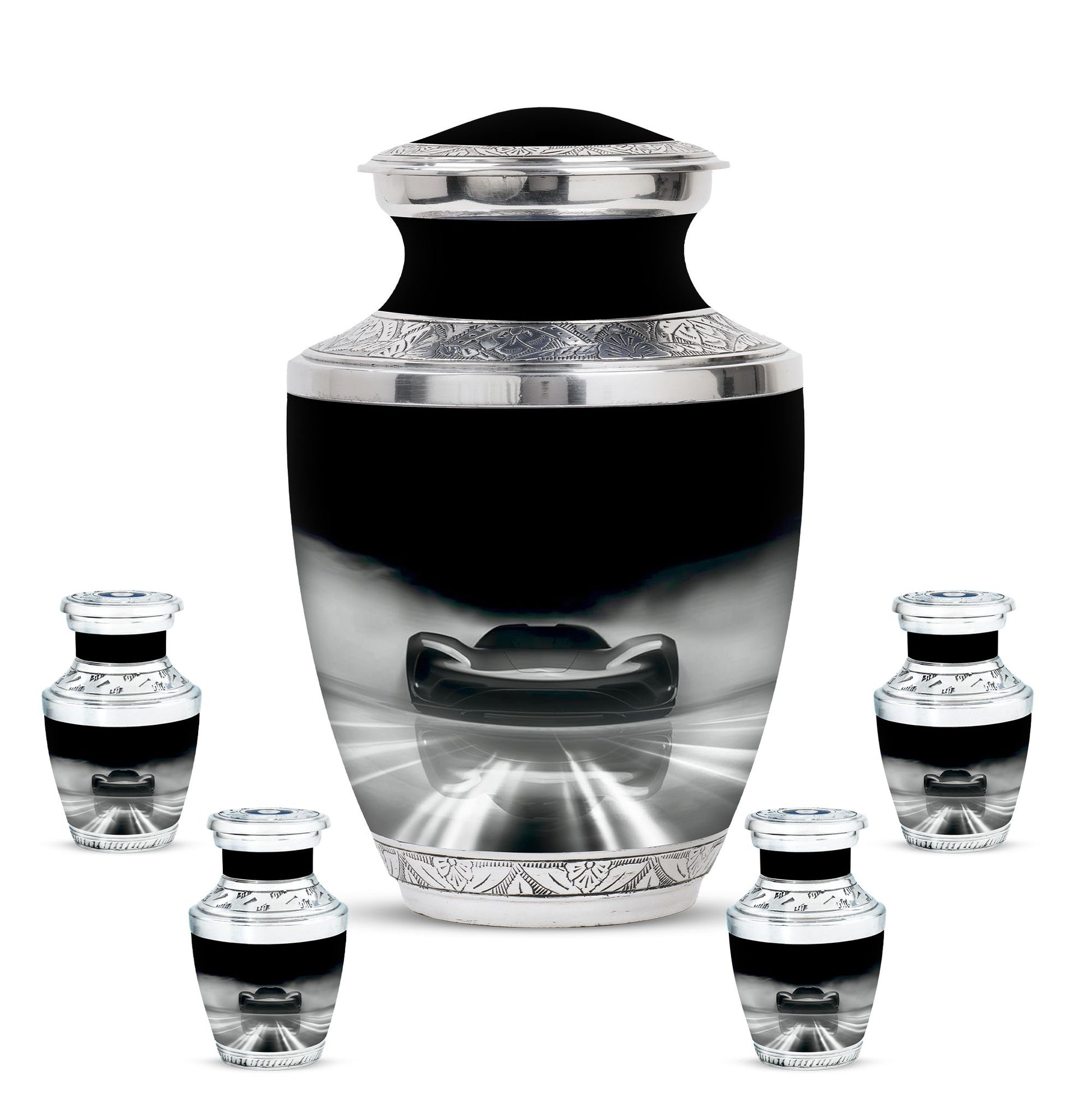 Car Theme Large Urn With 4 Keepsake Urn