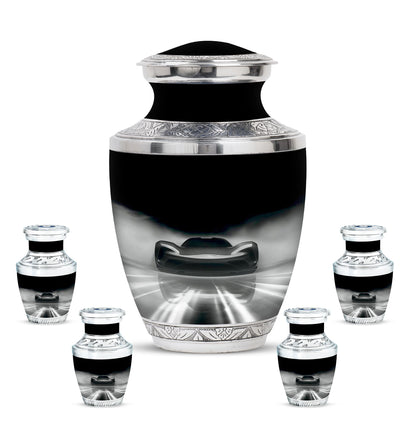 Car Theme Large Urn With 4 Keepsake Urn