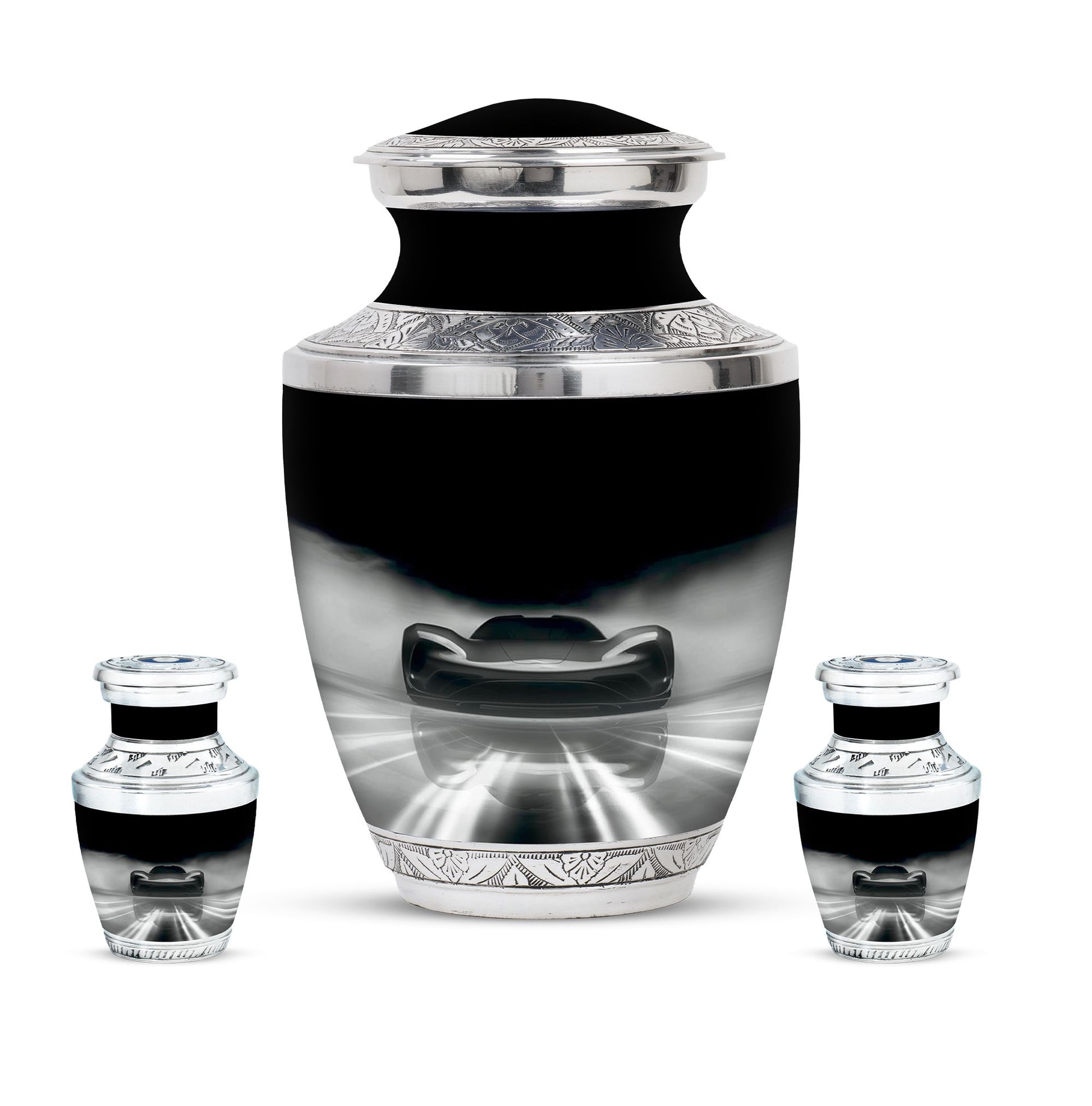 Car Theme Large Urn With 2 Keepsake Urn