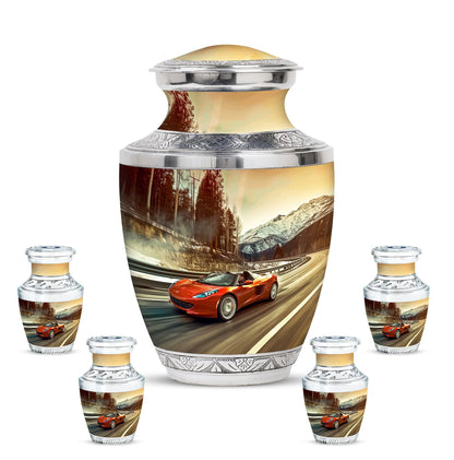 Car Theme Large Urn With 4 Keepsake Urn