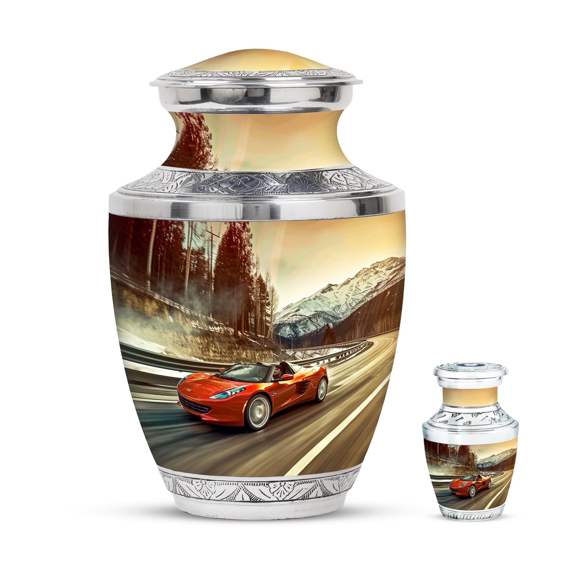 Car Theme Large Urn With 1 Keepsake Urn