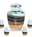 Baseball Theme Large Urn With 4 Keepsake Urn
