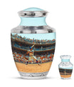 Baseball Theme Large Urn With 1 Keepsake Urn