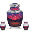 Baseball Theme Large Urn With 2 Keepsake Urn