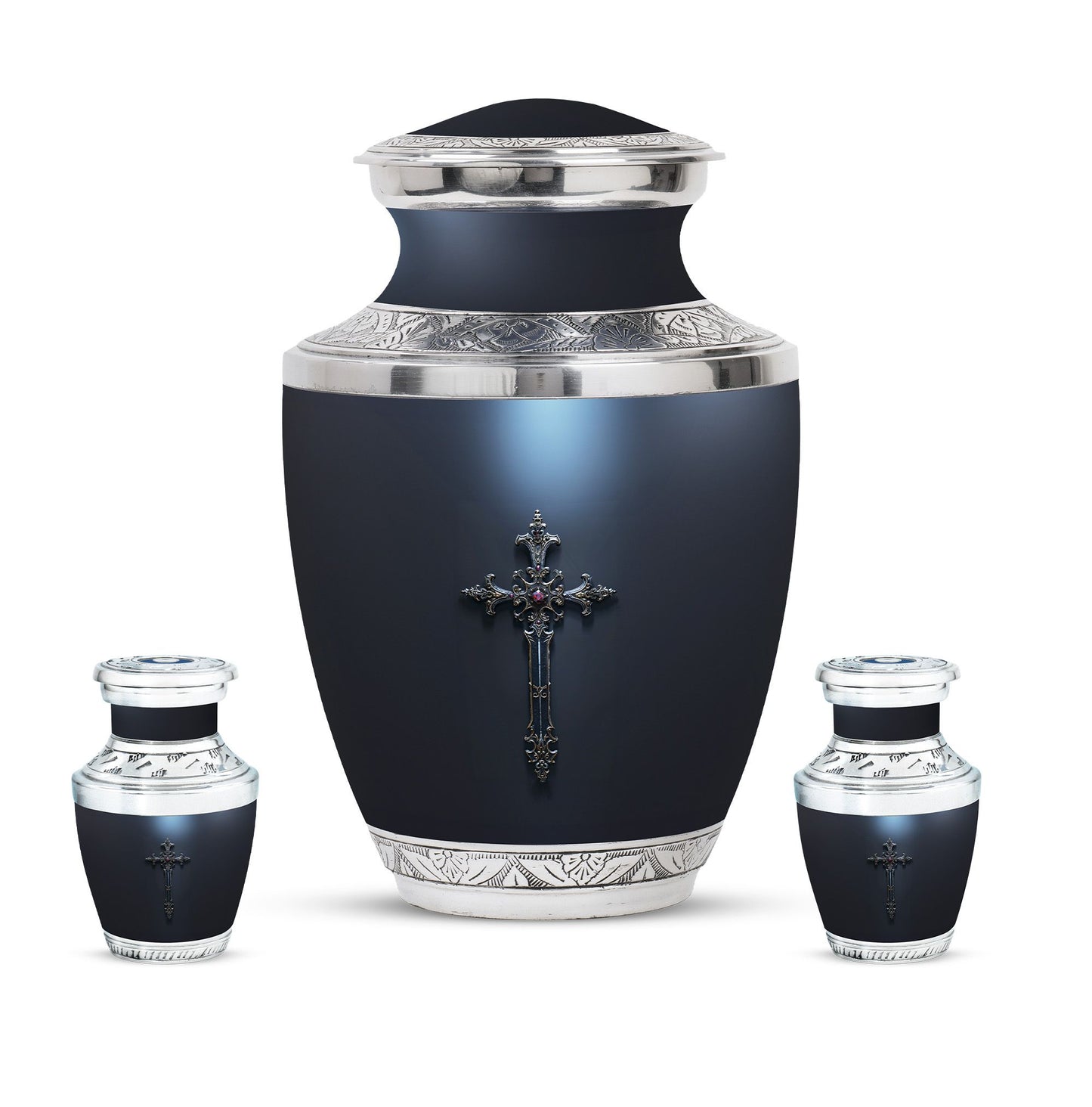 Cross Theme Large Urn With 2 Keepsake Urn