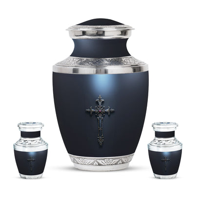 Cross Theme Large Urn With 2 Keepsake Urn