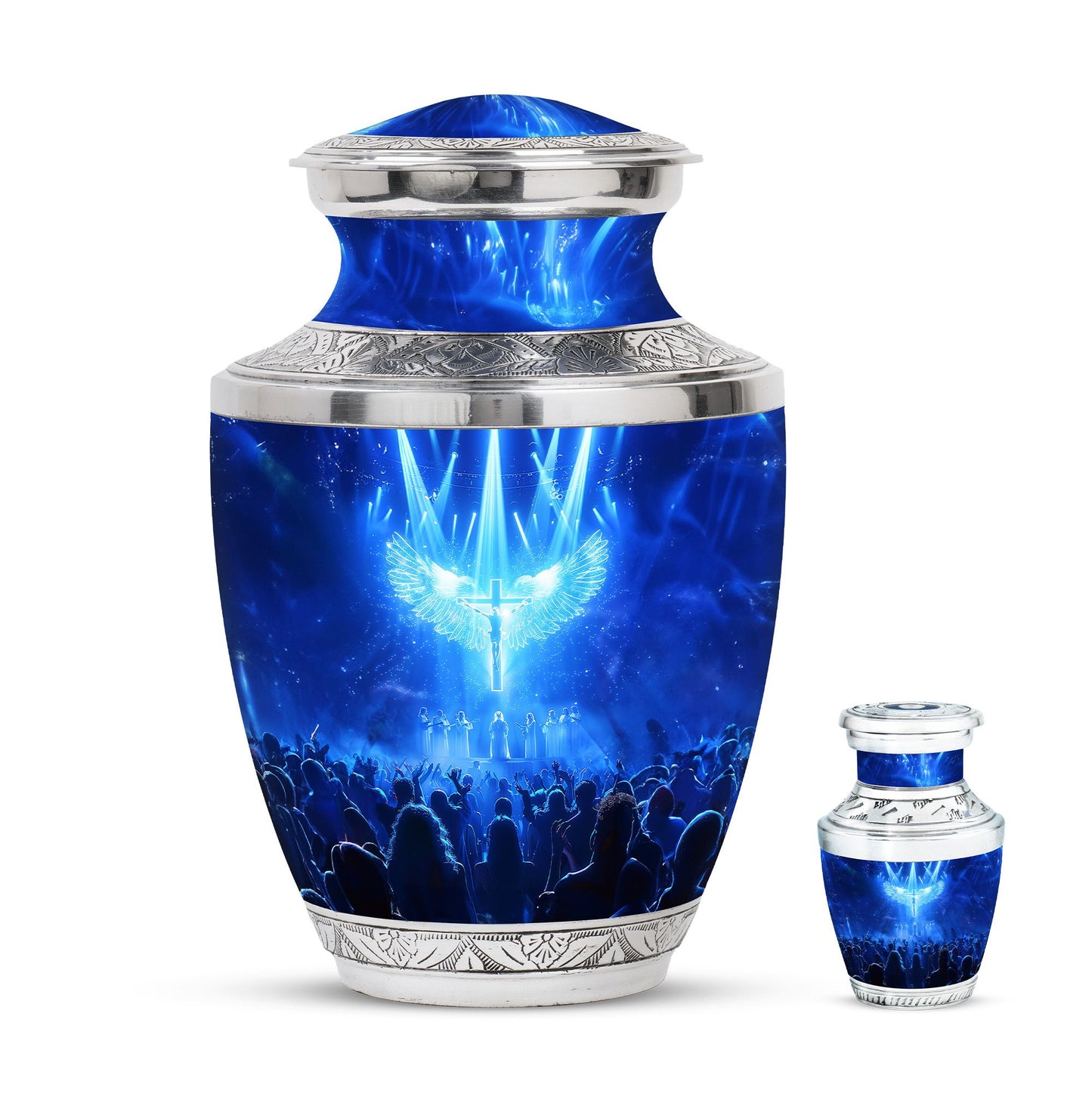 Cross Theme Large Urn With 1 Keepsake Urn