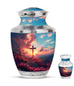 Cross Theme Large Urn With 1 Keepsake Urn