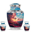 Cross Theme Large Urn With 2 Keepsake Urn