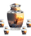 Deer Theme Large Urn With 4 Keepsake Urn