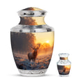 Deer Theme Large Urn With 1 Keepsake Urn