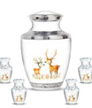 Deer Family Theme Large Urn With 4 Keepsake Urn