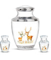 Deer Family Theme Large Urn With 2 Keepsake Urn